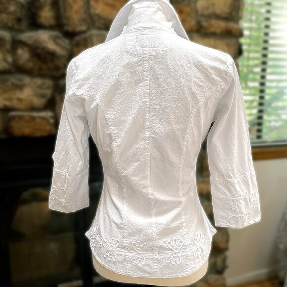 SCULLY Cantina Collection Women’s XS White Peruvian Cotton Embroidered Top - Picture 3 of 12